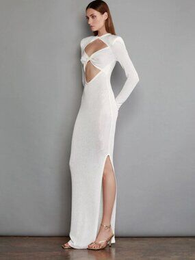 NWT Bronx and Banco Daphne Blanc Knit Maxi Dress Sz S Linen Cotton Beach Resort